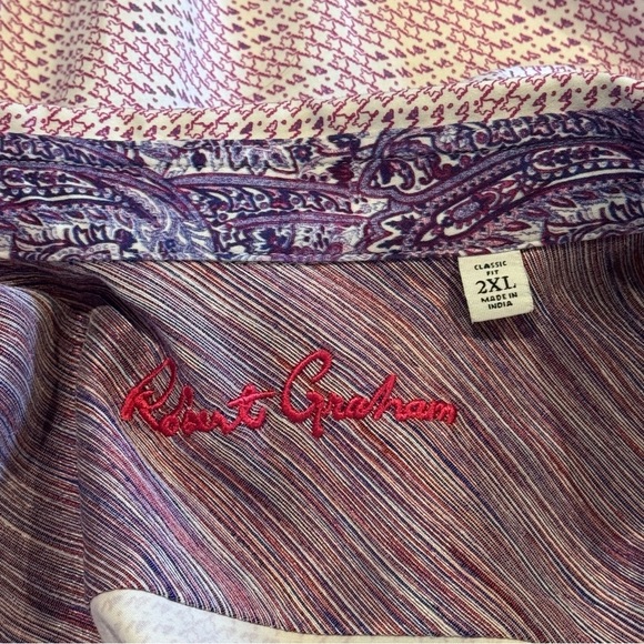 Two Men's 2XL Robert Graham Button-up Classic Fit  Dress Shirts Aberration - Picture 4 of 14